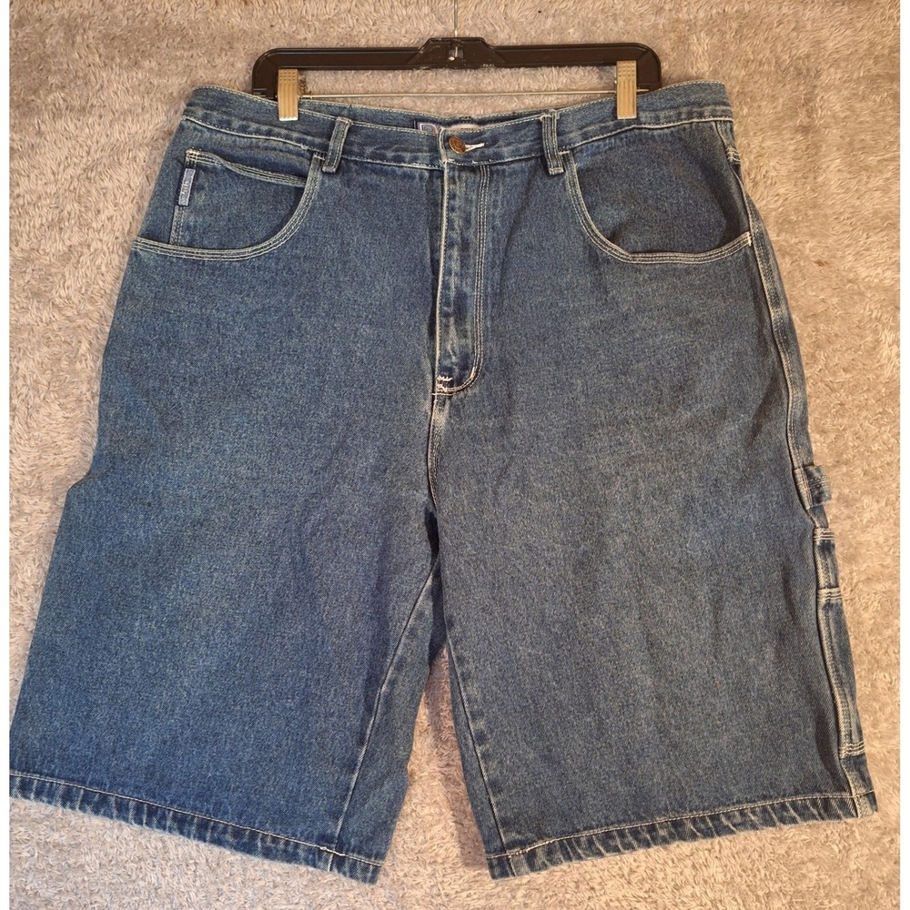 Brooklyn Xpress Mens Blue Denim Carpenter Shorts Relaxed Fit Size 38 Y2K Utility